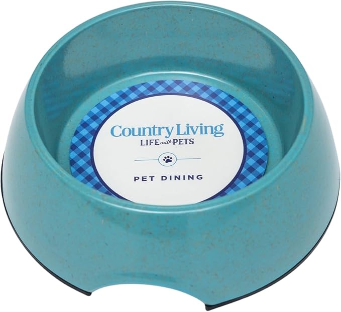 Country Living Set of 2 Teal Blue Bamboo Dog Bowls (64oz) – Naturally Sourced Bamboo Design, Non-Toxic, Durable, Dishwasher & Microwave Safe and Pet-Safe Feeding Dish, Ideal for Extra Large Dogs