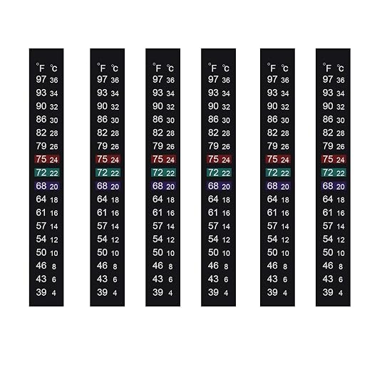 Brewing Thermometer Strip Adhesive Strip Aquarium Thermometer 6pcs | Fish Tank Thermometer, Temperature Test Strip Thermometer Sticker for Fish Tank/Kombucha/Fermentation Jar 39 to 97℉/4 to 36℃
