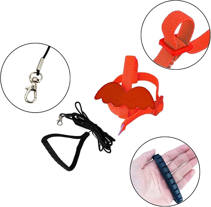 Birds Harness Leash Outdoor Flying Escape-Proof Adjustable Training Design Anti-Bite Bird Rope with Cute Wing for Parrots Scarlet Keck Mini Macaw Love Birds (Red)
