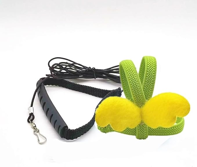 Pet Parrot Bird Harness Leash Adjustable Bird Flying Harness Traction Rope with Cute for Parrots Budgerigar Lovebird Cockatiel Mynah Outdoor Training Toy (Budgerigar/Lovebird,Yellow)