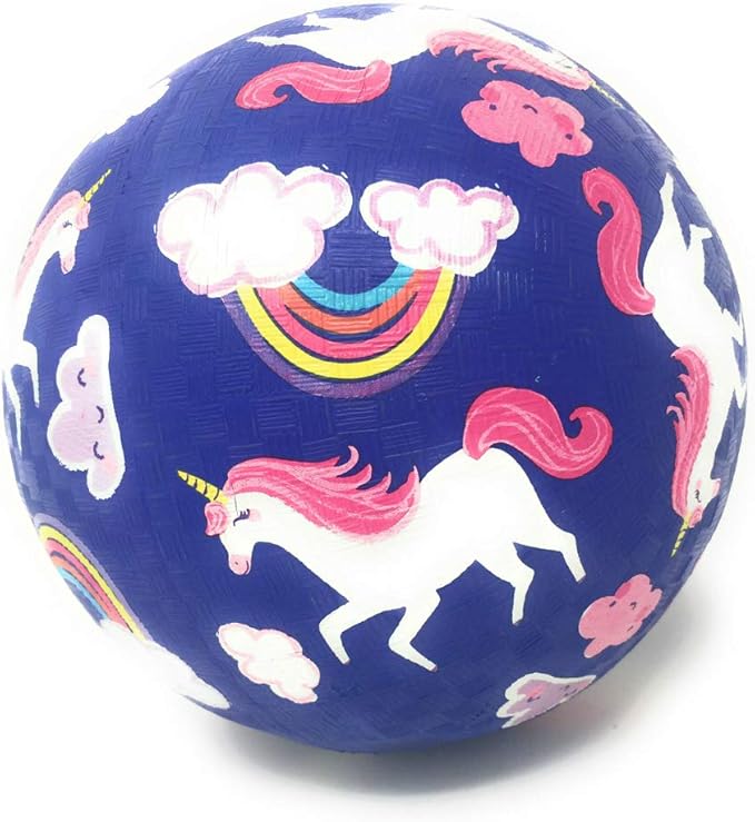 Crocodile Creek Playground Ball - Durable Rubber Ball for Kids Ages 3 and Up - Bouncy Inflatable Ball for Kickball, Indoor Games, and Outdoor Sports - PVC-Free - Unicorns - 5-inch Diameter