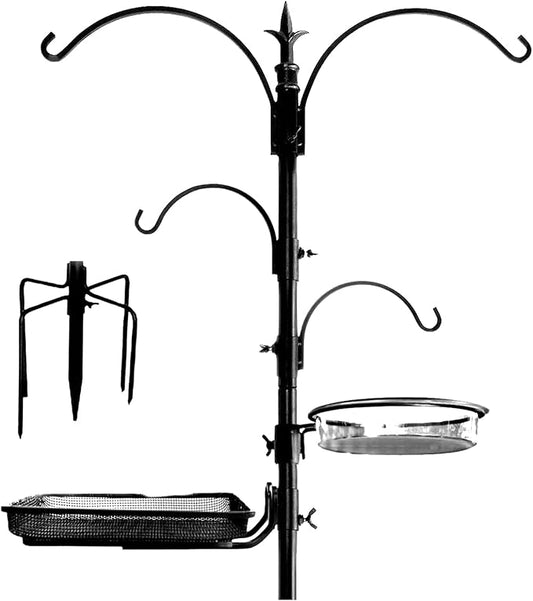 Ashman Premium Bird Feeding Station Kit, 22" Wide x 92" Tall (82" Above Ground Height), A Multi Feeder Hanging Kit and Bird Bath for Attracting Wild Birds