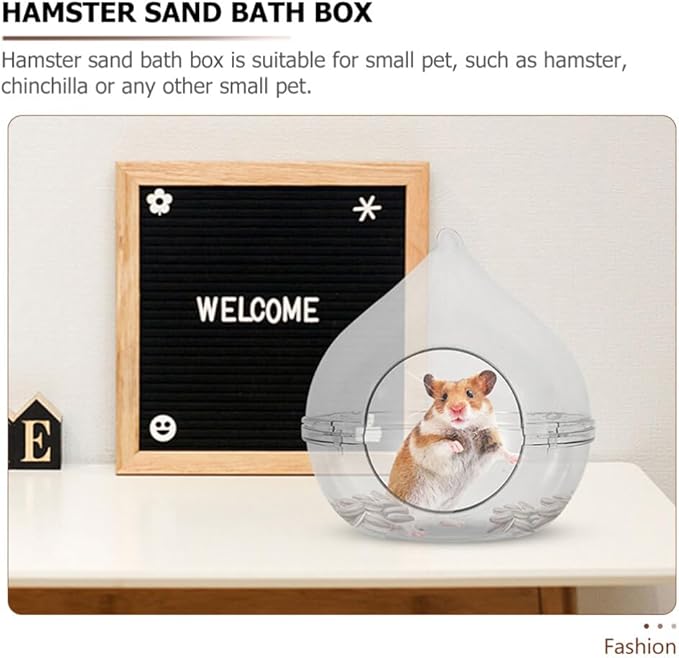Ipetboom Acrylic Hamster Bathtub Transparent Dust Bath Container for Chinchilla Small Pet Cage Accessory