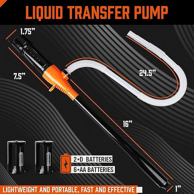 HORUSDY Battery Portable Battery Operated Gas & Water Pump, Powered Fuel Transfer Pump, 2.2GPM Gasoline & Liquid Siphon Pump, Automatic Gas Pump for Gas Can & Tank, Handheld Liquid Transfer Pump