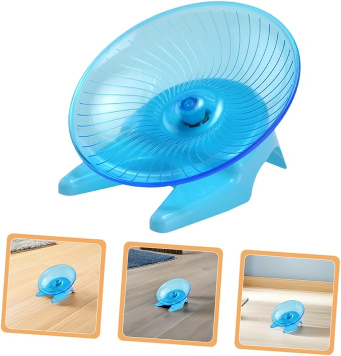 Unomor Silent Hamster Exercise Wheel with Support Stand, Light Blue Plastic Flying Saucer Running Wheel for Gerbils, Dwarf Hamsters, and Small Pets