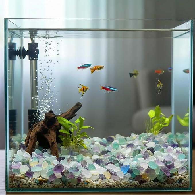 Decorative Crystal Pebbles, 2 Lbs/920g (Fill 1.8 Cups) Natural Quartz Stones Aquarium Gravel Sea Glass Rock Sand for Vase Fillers/Fish Turtle Tank/Succulent Plants Decoration