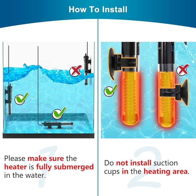 DaToo Aquarium Heater Adjustable 25W Submersible Fish Tank Heater with Electronic Chip Thermostat Suitable for Marine Saltwater and Freshwater