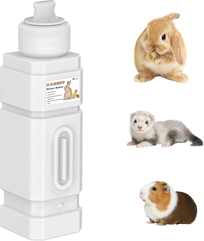 Salcod Rabbit Water Bottle, No Drip Bunny Water Dispenser for Rabbits, Hamster, Guinea Pigs, Ferrets, Birds, Mouse, Rats, Other Small Animal Pet No Leak Easy Mount Drinker,42 oz