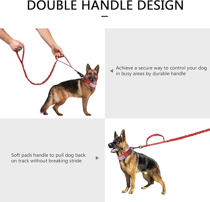 DAGANXI Tactical Dog Collar, Adjustable Military Training Nylon Dog Collar with Control Handle and Heavy Metal Buckle for Medium and Large Dogs, with Patches and Airtags Case (Red-Set, M)
