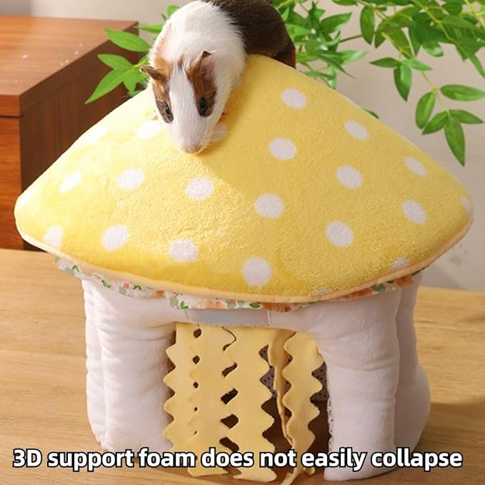 Guinea Pig Hideout, Mushroom Shaped Guinea Pig Tunnel, Small Animal Cage Accessories for Bunny, Hamster, Chinchilla, Ferret, Rabbit and Other Pets (Small)