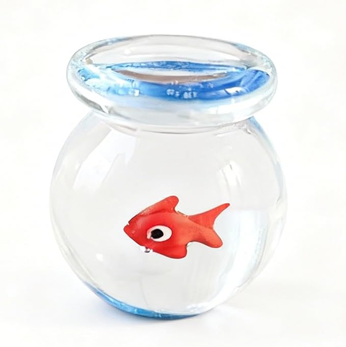Miniature Glass Goldfish Decor Lucky Bag Fish Desktop Ornaments Cute Bubble Figurine Decorative Cartoon Aquarium Fish Statue Gift for Seaworld Ocean Lover (Fish Tank)