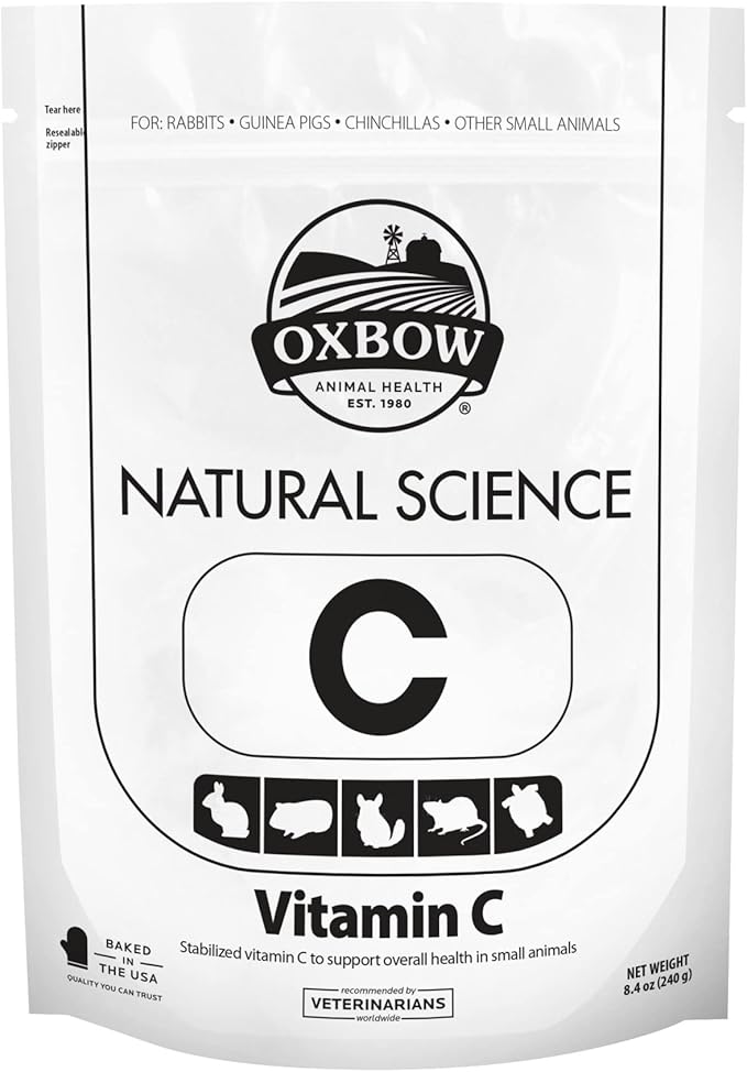Oxbow Natural Science Vitamin C Supplement, Vitamin C for Guinea Pig, Made with Oxbow Timothy Hay, Pet Supplements for Guinea Pigs, Timothy Hay Formula, Veterinarian Approved, Made in USA, 8.4 oz