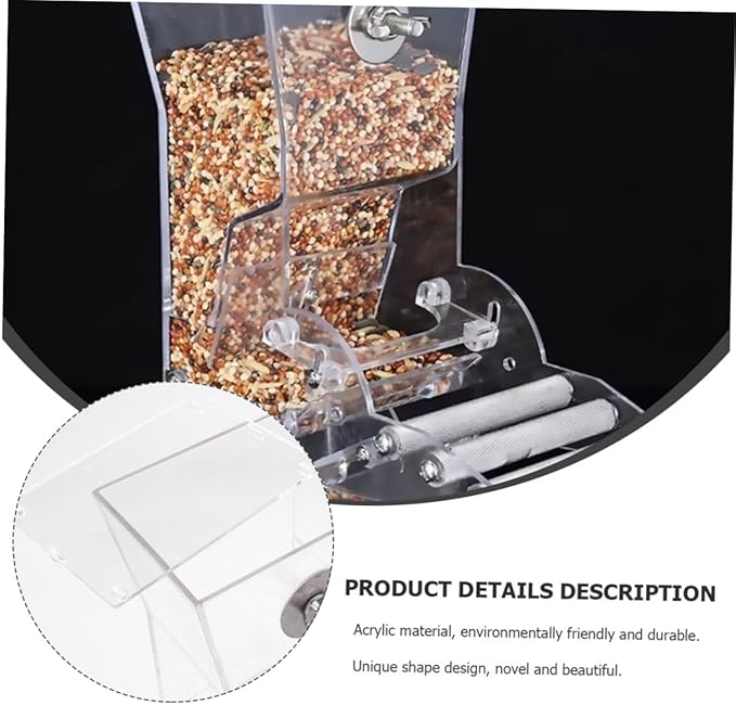Tofficu Suction Cup Acrylic Bird Feeder for Seed Feeding No Spill Food Feeding Station with Hanging Design Suitable for Indoor and Outdoor Wild Birds