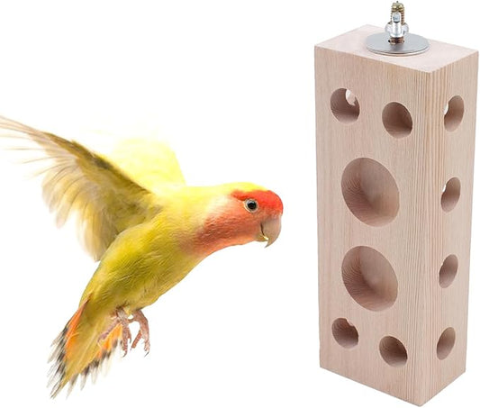 Bird Wooden Block Chewing Toy Parrot Chewing Toy Wood Toys Foraging Training for Small Animals Shredding Biting Wood Bird Cage Accessories Teething for Parakeets Cockatiels Conures Lovebird