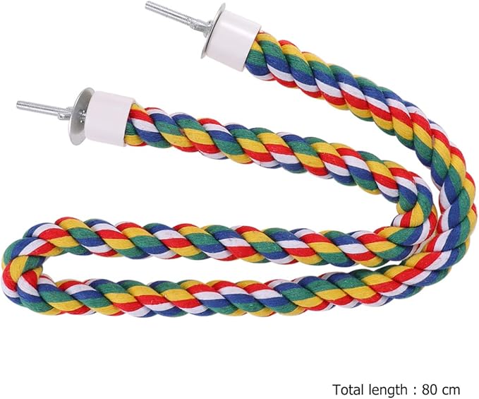 UKCOCO Bird Rope Perch - Comfy Perches for Bird Cages Natural Parrot Cotton Rope, Bungee Perch Pet Chewing Toy for Parrots Playing, Chewing or Preening (80cm/31 Inch)