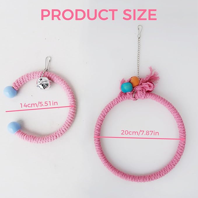 Colorful Circular Bird Swing,Bird Rope Chewing Toys Parrot Cage Bite Toys (Large Round Patterned)