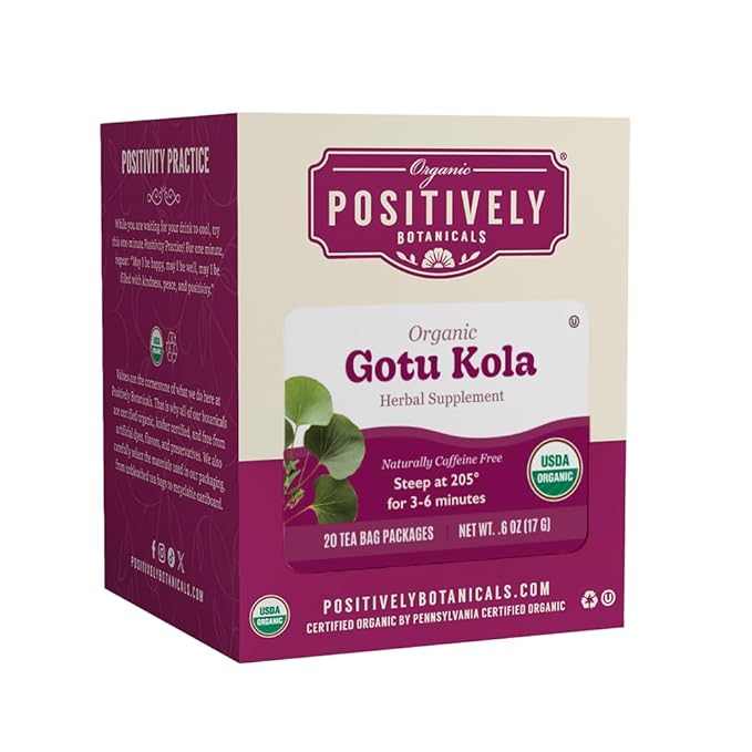 Organic Positively Botanicals Company, Gotu Kola Herbal Tea Bags, 20 Count