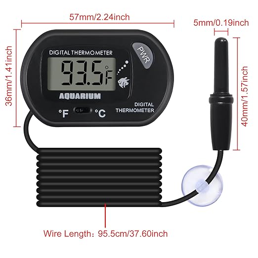 4Pack Aquarium Thermometer, Reptile Fish Tank Thermometer, Digital Thermometer, Terrarium Water Temperature Test, with Large LCD Display