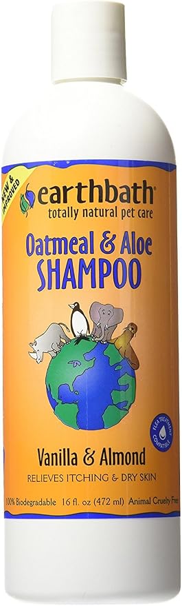 earthbath, Oatmeal & Aloe Dog Shampoo - Oatmeal Shampoo for Dogs, Itchy, Dry Skin Relief, Dog Wash, Made in USA, Cruelty Free Pet Shampoos - Vanilla & Almond, 16 Oz (1 Pack)