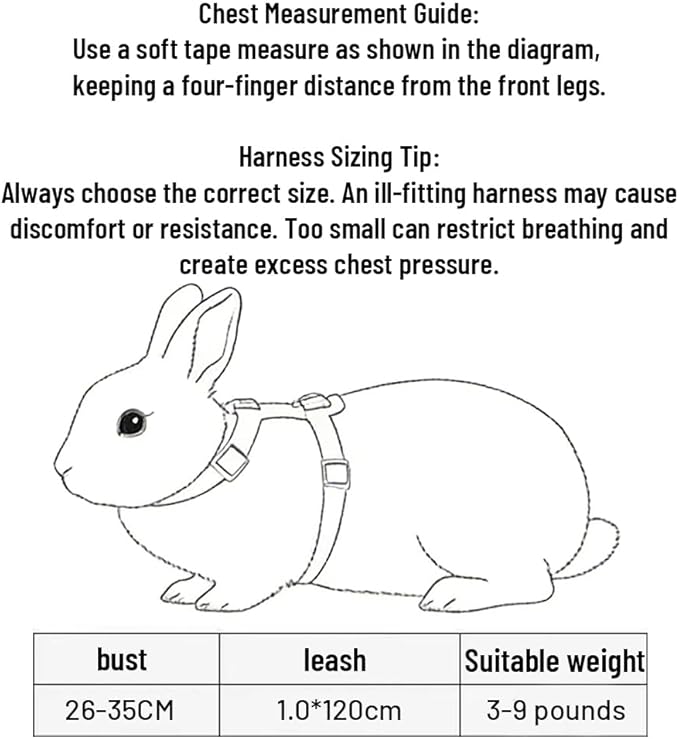 2 Pack Adjustable Rabbit Harness Set,Escape Proof Harness for Small Pets,Rabbits,Guinea Pigs,Ferrets – Comfortable,Durable Bunny Accessories for Walking&Running,All Season for Small Animals（Pink,Blue）