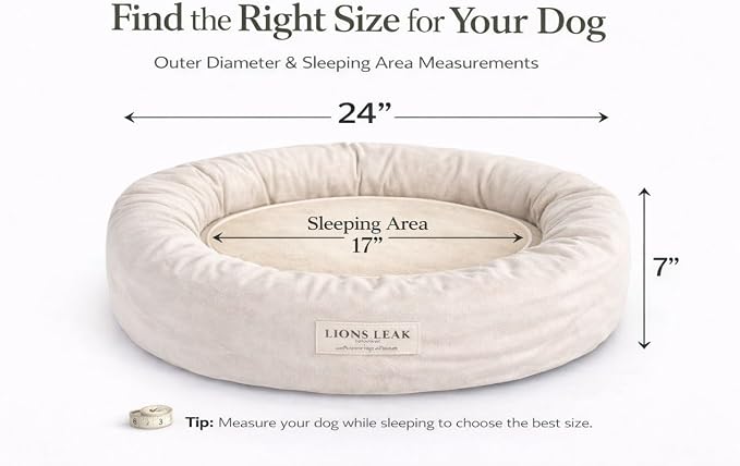 Round Dog Bed – Natural Canvas, Removable Washable Cover, Raw Cotton or Latex Fill, Hypoallergenic Non-Toxic, Made in USA (Natural, Small, Soft Comfort – Organic Latex)
