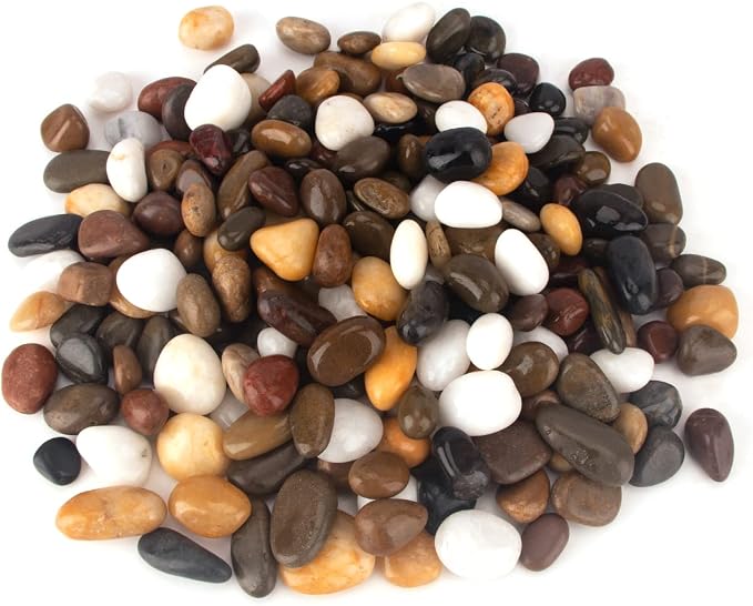 CFKJ [18 Pounds] Aquarium Gravel River Rock, Natural Polished Decorative Gravel,Garden Outdoor Ornamental River Pebbles Rocks, Polished Pebbles, Mixed Color Stones for Landscaping Vase Fillers (18.1)