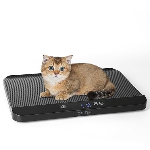 YauYik Digital Pet Scale for Accurate Weighing - Baby Scales,Ideal for Small Pets, Puppies, Kittens and Cats with Non-Slip Mat - LED Display with Hold Function, Measures Up to 40kg（Batteries Included）