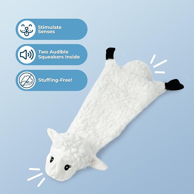 Best Pet Supplies Squeaky Dog Toys with Soft Durable Fabric for Small, Medium and Large Pets Interactive Toy for Indoor Play, Supports Active Biting and Play - Sheep, Large