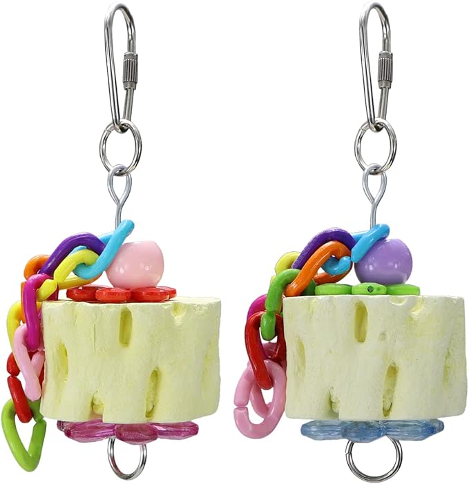 Litewoo Bird Beak Grinding Stone Molar Mineral Block Toy Bird Cage Accessories for Bird Parrot Budgie Parakeet Cockatiel Lovebirds Conures Finch Hamster Rat (2Pcs)