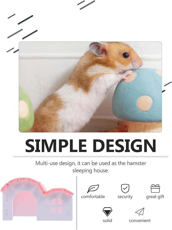 POPETPOP Hamster Nest Wooden Hideout Small Animal House 5.51 Inch Cozy Habitat for Hamsters Gerbils Chinchillas and Rabbits