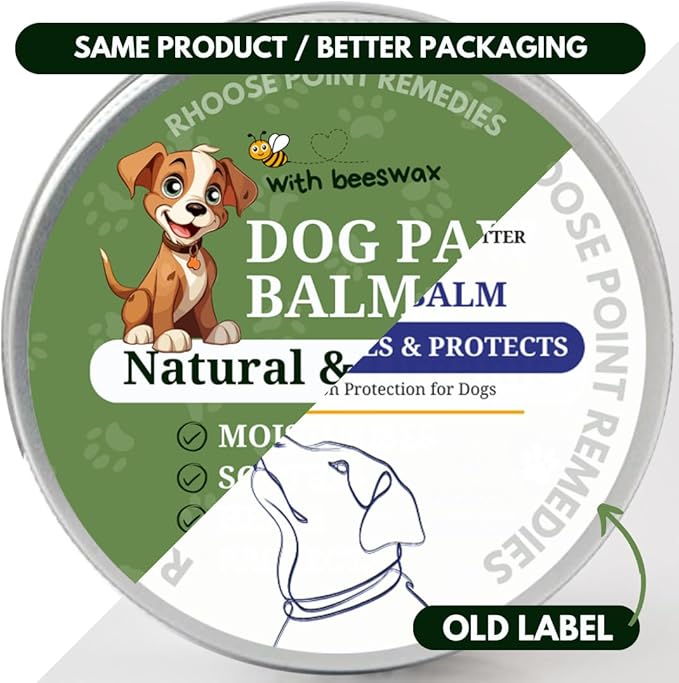 Lick Safe Dog Paw Balm - Softens, Heals, Soothes & Protects Dogs Paws, Noses & Skin. All Natural, Organic Ingredients. Lick-Safe Protection for Dogs with Beeswax (2 fl.oz - Standard Tin)