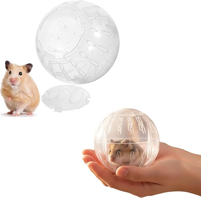 1Pc White-Transparent Plastic Silent Dwarf Hamster Ball, Exercise Ball for Small Animals, Spinner Hamster Running for Sugar Gliders Small Mice Gerbils Hamsters (Diameter 10 cm