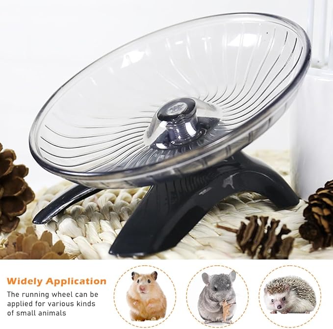 Hamster Wheel, Hamster Flying Saucer Silent Running Exercise Wheel for Hamsters, Hermit Crab, Mice, Gerbil Small Cage(Color:Grey)