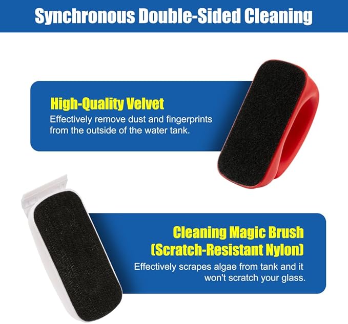 Small Aquarium Cleaning Tool Fish Tank Strong Magnetic Algae Scraper Glass Cleaner Floating Scrubber Brush with 2 Detachable Scrapers for Cleaning Debris and Algae (Size L)