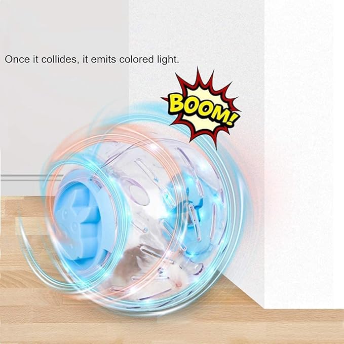 Flash Hamster Ball 15cm 6Inch Running Activity Exercise Toy Transparent for Small Animals Cage Accessories (L, Blue D)