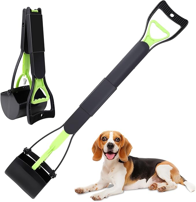 32‘’ Pooper Scooper, Foldable Pooper Scooper for Large Medium Dogs, Poop Pick Up Tool for Yard, Lawns, Grass(Green)