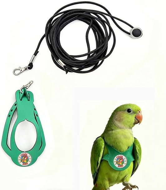 Adjustable Bird Harness & Leash Set for Small Birds,FitsBudgie,Parakeets, Conures, Cockatiels,Green Cheek,Quaker Parrots(Green, L) Z6350-9