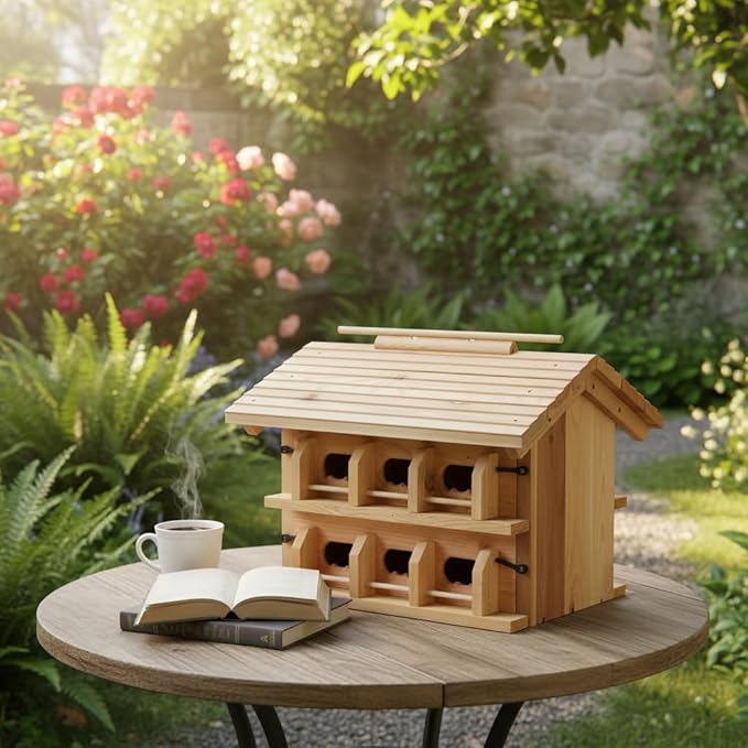 CEDAR ALPHA Purple Martin House Birdhouse for Outside, Starling Resistant Opening, with 12 Hole Rooms for Outdoor,Solid Western Red Cedar Wood Construction, Post Mountable, Bird House for Outside