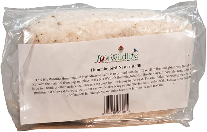 JCS Wildlife Hummingbird Nest Material Refill - Wild Bird Nesting Cotton Material - Great for Nest Building for Hummingbirds, Goldfinches and Other Birds