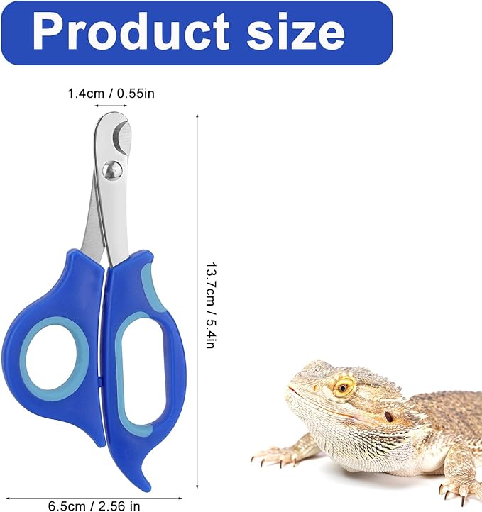 BOXOB Bearded Dragon Nail Clippers, Stainless Steel Pet Animal Lizard Cat Dog Toe Nail Scissors Trimmer Professional Reptile Grooming Tool with Precise Angled Edge for Small Reptiles Turtle Chameleon