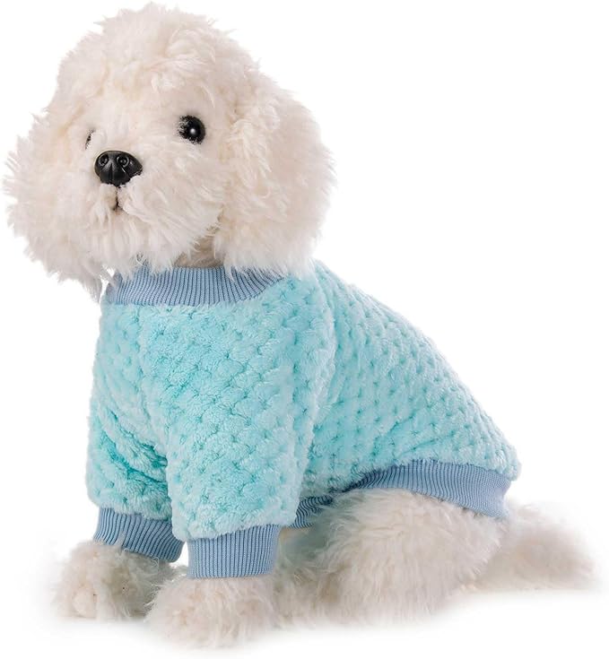Dog Sweater, 2 or 3 Pack Dog Sweaters for Small Medium Dogs or Cat, Warm Soft Flannel Pet Clothes for Dogs Girl or Boy, Dog Shirt Coat Jacket (XX-Small, Grey+Navy+Sky Blue)