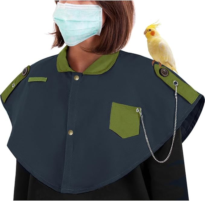 Parrot Anti-Scratch Shoulder Stand Pet Bird Training Shoulder Protector Cape Parrots Poop Shawl Diaper Flight Suits for Macaws Cockatoos Parakeets Cockatiels (Blue)