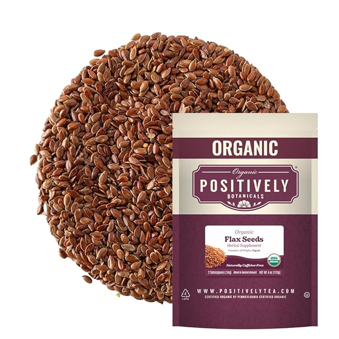 Organic Positively Botanicals Company, Flax Seeds, Herbal Tea Loose Leaf Botanical, 4 Ounce