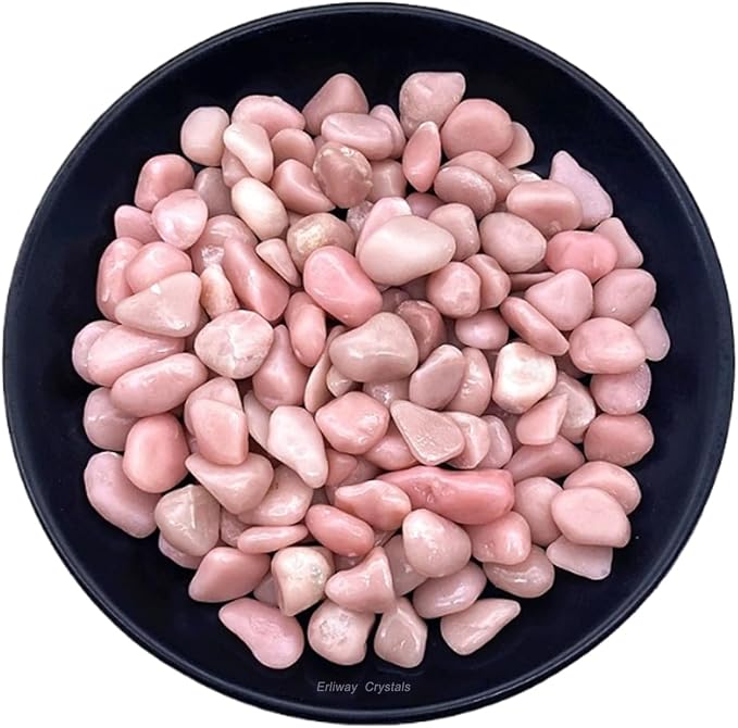 Erliway 100g Natural Pink Opal Crystal Chips 7-9mm Tumbled Stones | Small Crushed Crystal Stone, Polished Crystals Chips for Fish Tank, Healing Tumbled Rocks for Reiki Jewelry Making Home Décor