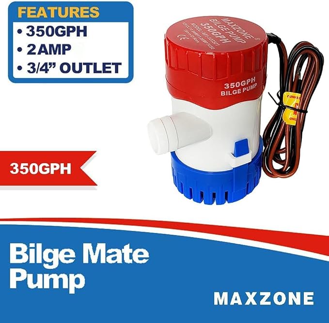 Submersible Boat Bilge Water Pump 12v Non-Automatic Marine Electric Bilge Pump for Ponds, Pools, Spas Silent, Boat Caravan RV Submersible