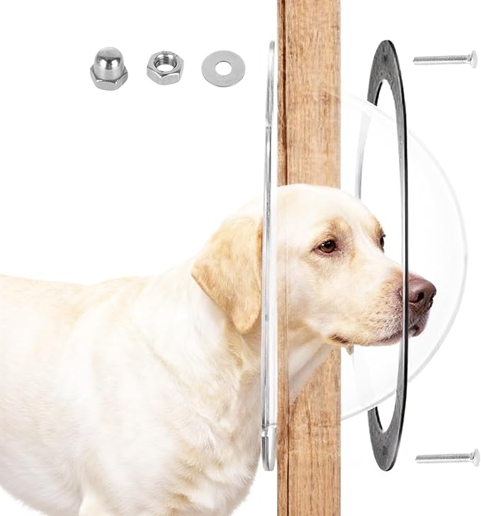 STARVAST 2PCS Dog Fence Window, 12.3 Inch Dog Window for Fence, Durable Plastic Small Round Window for Doggie Cat Horse Outside Playground Garden, Deep 4.72 Inch