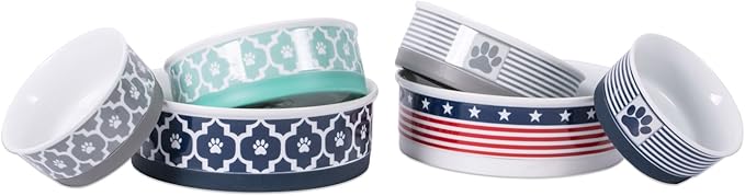 Bone Dry Lattice Collection Pet Bowl & Canister, Single Dish, Small 4.25x2", Aqua