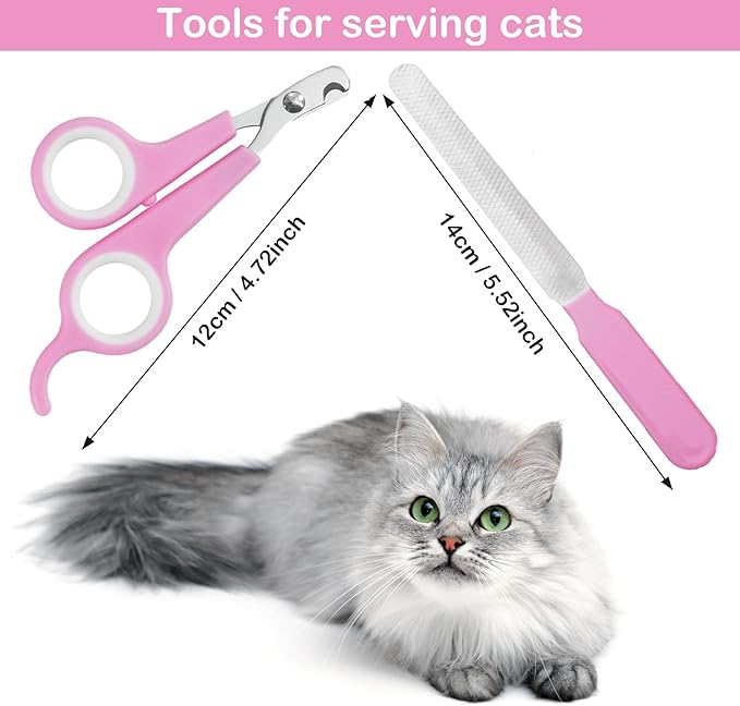 5Pcs Dogs and Cats Grooming Nail Clippers Kit Pet Claws Nail Clipper Trimmers, with Protective Guard Lock to Avoid Over Cutting, Professional Trimmers for Large and Small Cat and Dog (Pink)