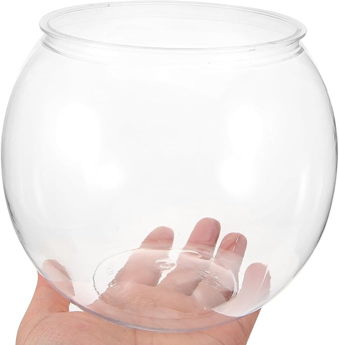 Mipcase Plastic Fish Bowl, Round Goldfish Tank Small Betta Fish Bowl Clear Fish Tank Bowl Desktop Goldfish Bowl for Home Decor (Pack of 2)