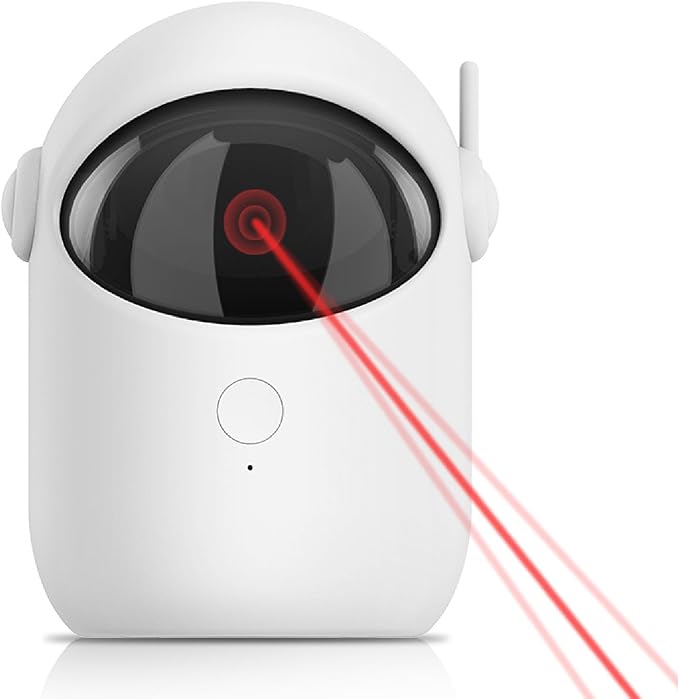 PAWSPIK Automatic Laser Cat Toy, Rechargeable Interactive Cat Toy with Adjustable Angles, Quiet Motor, Timer Modes, Random Trajectory Laser, Indoor Cat & Kitten Toy, White